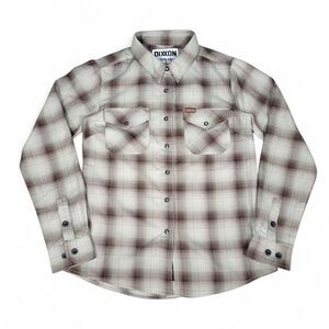 Dixxon Flannel Shirt Women's M Ordinance Plaid Long Sleeve Snap Button Pockets